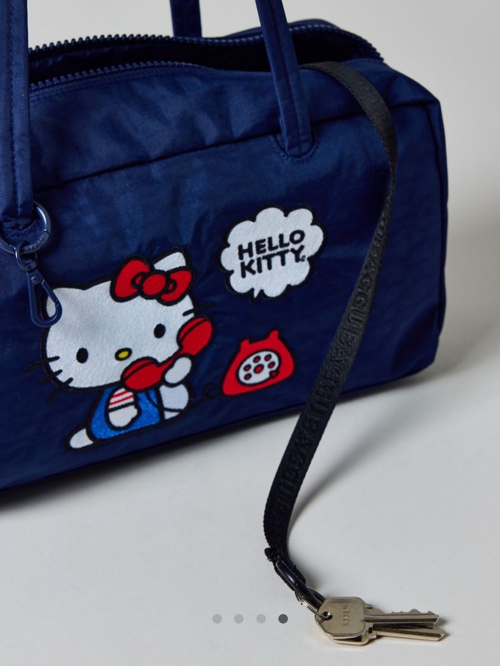 NWT BAGGU Nylon Bowler Bag Embroidered Hello Kitty Phone - Picture 14 of 16